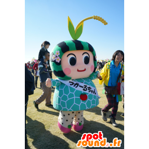 Mascot Tsugaaru-chan, sandía gigante, verde y negro - MASFR25293 - Yuru-Chara mascotas japonesas