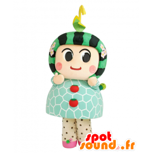 Mascot Tsugaaru-chan, gigantiske vannmelon, grønn og svart - MASFR25293 - Yuru-Chara japanske Mascots