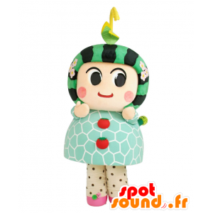 Tsugaaru-chan maskot, jätte vattenmelon, grön och svart -