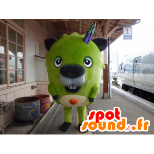 Mascotte de Shigakou, castor vert, monstre amusant et drôle - MASFR25295 - Mascottes Yuru-Chara Japonaises
