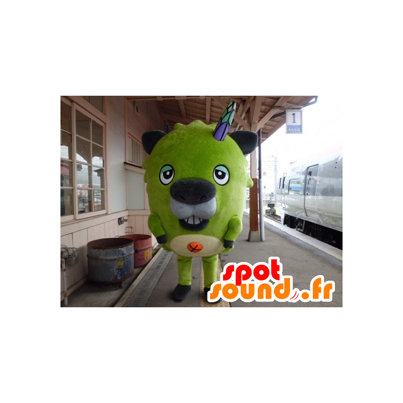 Mascotte de Shigakou, castor vert, monstre amusant et drôle - MASFR25295 - Mascottes Yuru-Chara Japonaises