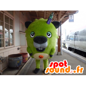 Mascot Shigakou castor verde, divertido e engraçado do monstro - MASFR25295 - Yuru-Chara Mascotes japoneses