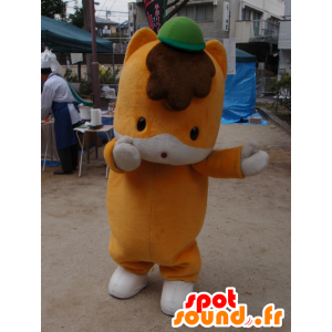 Mascot Gunma-Chan, oransje og hvit rev, med en cap - MASFR25299 - Yuru-Chara japanske Mascots