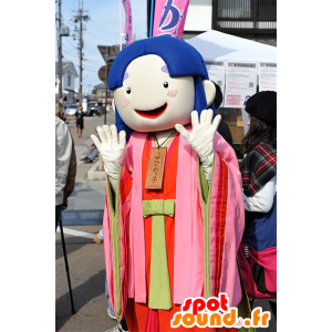 Himekko maskot, flicka i rosa, röd och grön outfit - Spotsound