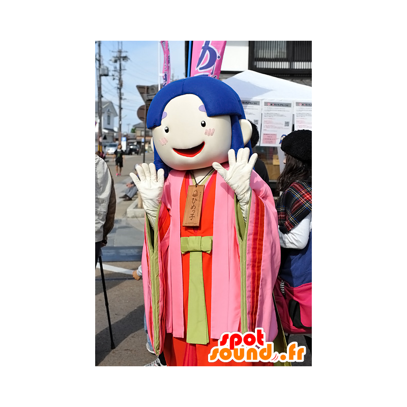 Mascotte Himekko ragazza vestita rosa, rosso e verde - MASFR25301 - Yuru-Chara mascotte giapponese