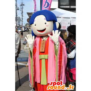 Mascot Himekko dochter gekleed roze, rood en groen - MASFR25301 - Yuru-Chara Japanse Mascottes