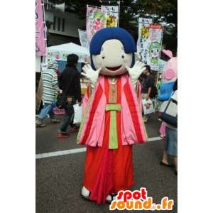 Mascot Himekko niña vestida de rosa, rojo y verde - MASFR25301 - Yuru-Chara mascotas japonesas