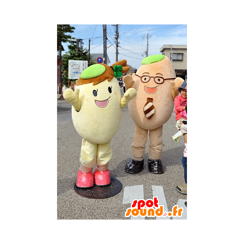 2 eggemaskoter, uttrykksfulle og fargerike - MASFR25306 - Yuru-Chara japanske Mascots