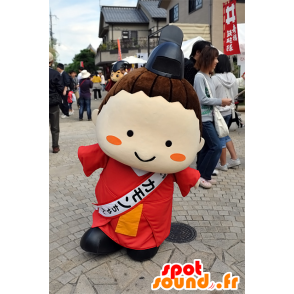 Mascotte Kamon-Chan, uomo giapponese, vestito con una tunica rossa - MASFR25307 - Yuru-Chara mascotte giapponese