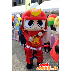 Mascot Samurai warrior in traditional red dress - MASFR25312 - Yuru-Chara Japanese mascots