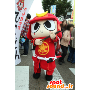 Mascot Samurai warrior in traditional red dress - MASFR25312 - Yuru-Chara Japanese mascots