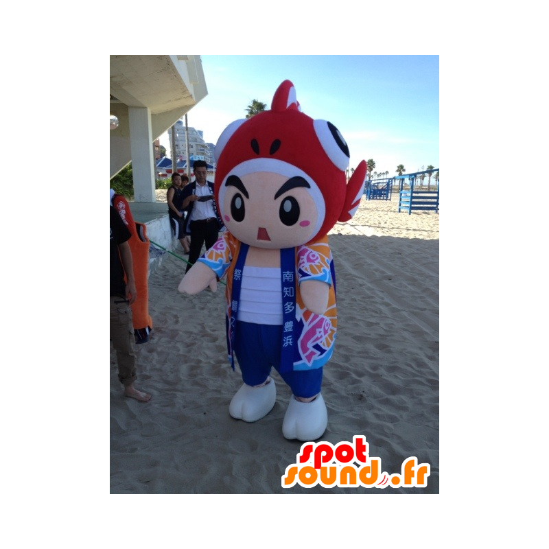 Snowman mascot, vacationer, with a fish on the head - MASFR25314 - Yuru-Chara Japanese mascots
