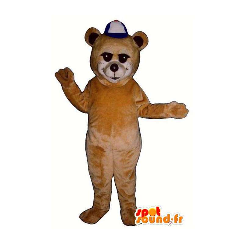 Αρκούδα μασκότ μπεζ-πορτοκαλί βελούδο - MASFR006761 - Αρκούδα μασκότ