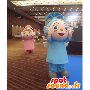 Two mascots, a pink girl and blue boy - MASFR25315 - Yuru-Chara Japanese mascots