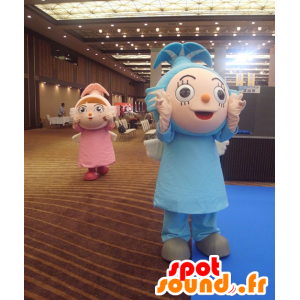 2 mascottes, een roze meisje en blauwe jongen - MASFR25315 - Yuru-Chara Japanse Mascottes
