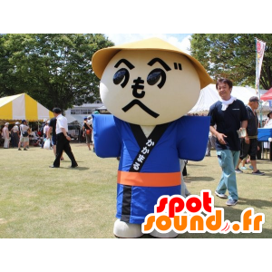 Mascote asiático, um quimono azul e um chapéu - MASFR25317 - Yuru-Chara Mascotes japoneses