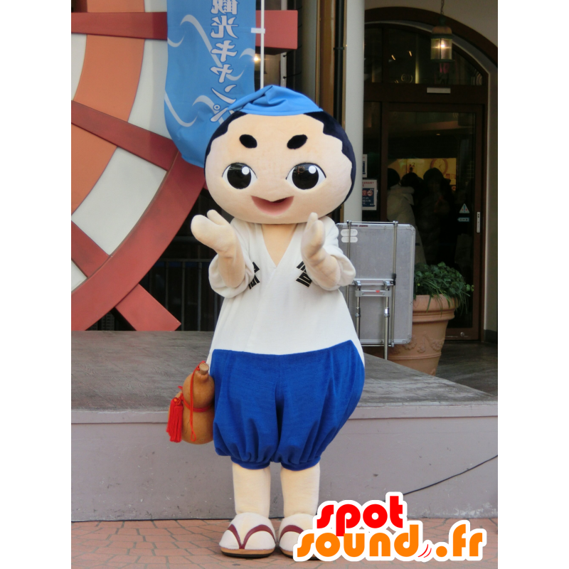 Asian mascotte donna in abito bianco e blu - MASFR25322 - Yuru-Chara mascotte giapponese