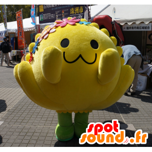 Mascota Kikurin, flor amarilla, gigante, sonriendo - MASFR25324 - Yuru-Chara mascotas japonesas