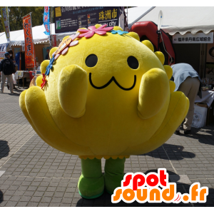 Mascot kikurin, flor amarela, gigante, sorrindo - MASFR25324 - Yuru-Chara Mascotes japoneses