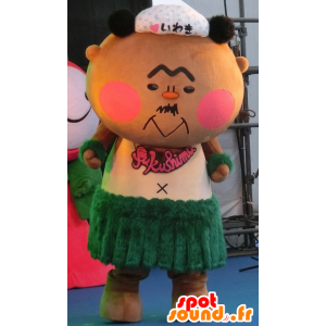 Mascot teddy, panda, with a hairy green dress - MASFR25326 - Yuru-Chara Japanese mascots