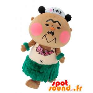 Mascotte de nounours, de panda, avec une robe verte poilue - MASFR25326 - Mascottes Yuru-Chara Japonaises