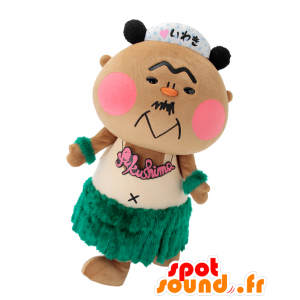Mascot teddy, panda, with a hairy green dress - MASFR25326 - Yuru-Chara Japanese mascots