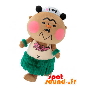 Mascot teddy, panda, with a hairy green dress - MASFR25326 - Yuru-Chara Japanese mascots