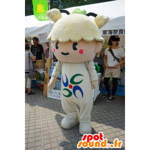 Keltainen ja valkoinen kukka maskotti, jossa on ankka hänen päänsä - MASFR25328 - Mascottes Yuru-Chara Japonaises