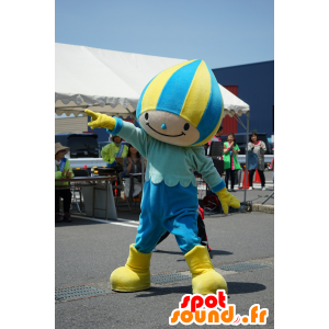 Minamo maskotti, sininen ja keltainen poika, jolla on uimalakki - MASFR25329 - Mascottes Yuru-Chara Japonaises