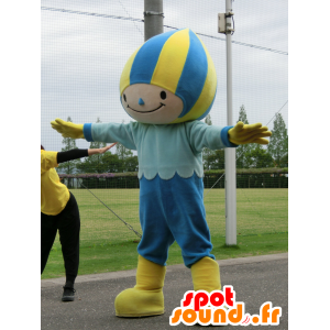 Minamo mascotte, blauw en geel jongen, met een badmuts - MASFR25329 - Yuru-Chara Japanse Mascottes