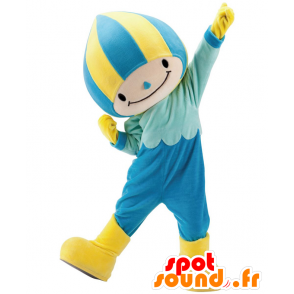 Minamo maskot, blå och gul pojke, med badmössa - Spotsound