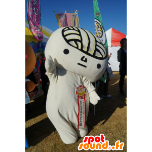 Mascotte de bonhomme blanc avec un pansement sur la tête - MASFR25330 - Mascottes Yuru-Chara Japonaises