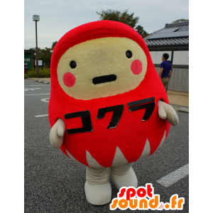 だるまちゃんのマスコット、赤と白の男、オールラウンド-MASFR25333-日本のゆるキャラのマスコット