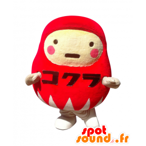 だるまちゃんのマスコット、赤と白の男、オールラウンド-MASFR25333-日本のゆるキャラのマスコット