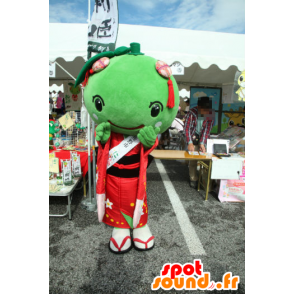Mascot Nii Hime-chan, meloen, groene Aziatische fruit - MASFR25338 - Yuru-Chara Japanse Mascottes