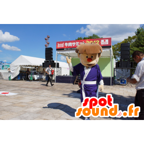 Mascotte d'homme, de japonais, avec un champignon sur la tête - MASFR25339 - Mascottes Yuru-Chara Japonaises