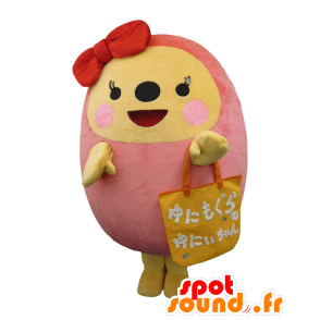 Rosa Maskottchen Yuni-Chan, jede Runde und lächelnd - MASFR25342 - Yuru-Chara japanischen Maskottchen