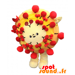 Hanapon mascot, mascot all yellow, with red cherries - MASFR25343 - Yuru-Chara Japanese mascots