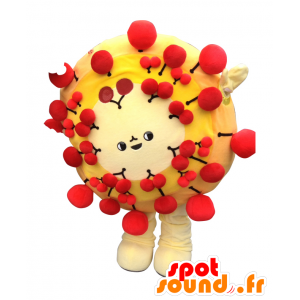 Mascot Hanapon, kaikki keltainen maskotti punaisella kirsikoita - MASFR25343 - Mascottes Yuru-Chara Japonaises