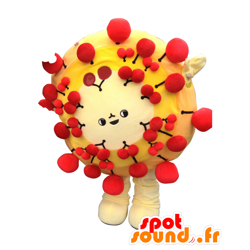 Hanapon mascotte, mascotte tutto giallo, con rosso ciliegia - MASFR25343 - Yuru-Chara mascotte giapponese