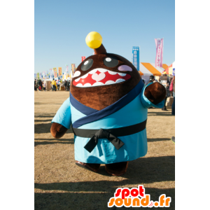 Mascotte de Koh-chan, bonhomme marron, souriant, avec un kimono - MASFR25344 - Mascottes Yuru-Chara Japonaises
