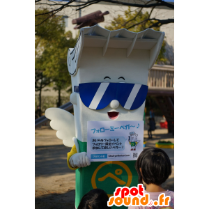 Bevinget maskot, hvid, med solbriller - Spotsound maskot kostume