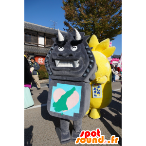 Mascotte de taureau, de diable gris, avec des cornes - MASFR25347 - Mascottes Yuru-Chara Japonaises