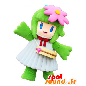 Mascot Awamichan, groen meisje met een bloem op haar hoofd - MASFR25348 - Yuru-Chara Japanse Mascottes