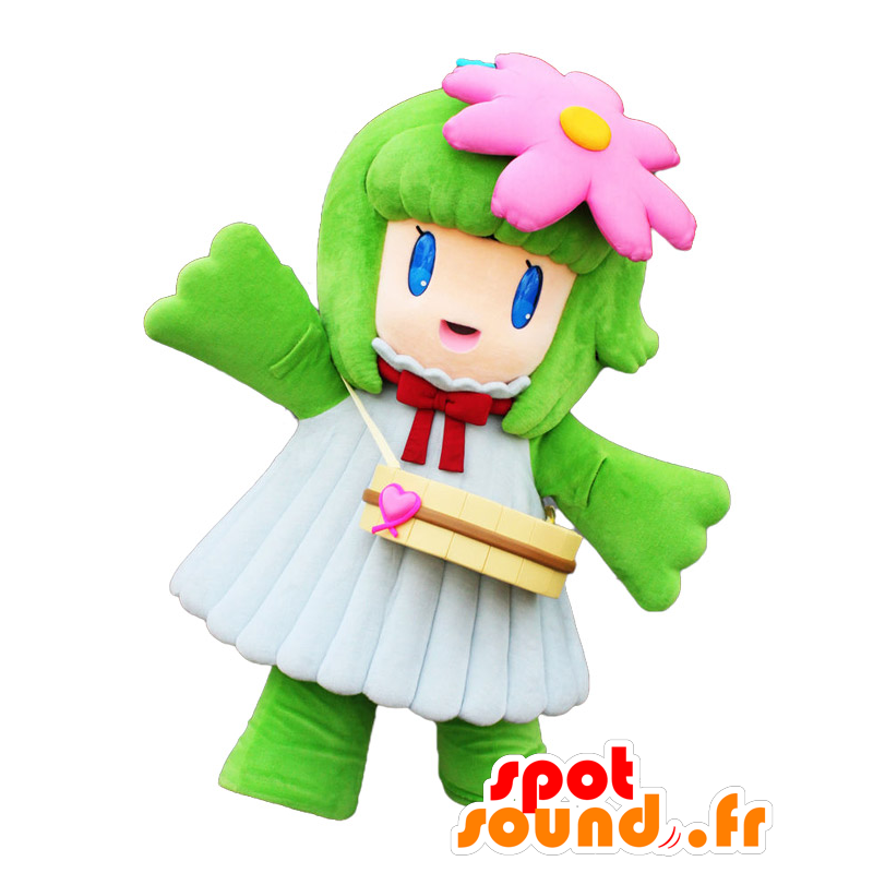 Mascota Awamichan, chica verde con una flor en su cabeza - MASFR25348 - Yuru-Chara mascotas japonesas