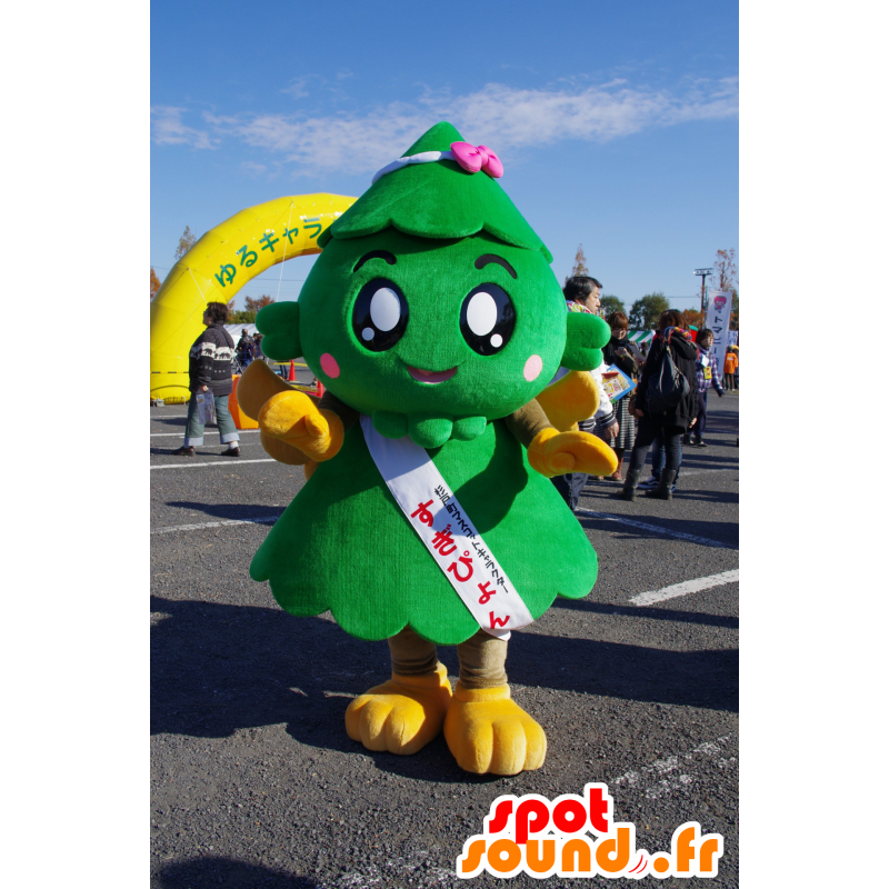 Groen en geel boom mascotte, reus en schattig - MASFR25353 - Yuru-Chara Japanse Mascottes