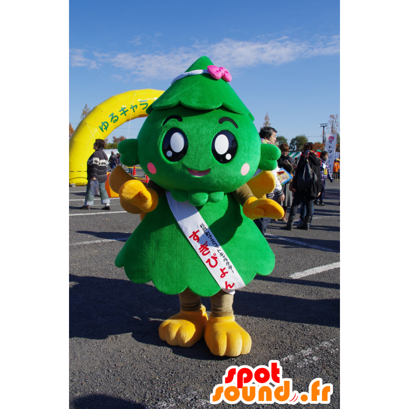 Vihreä ja keltainen puu maskotti, jättiläinen ja söpö - MASFR25353 - Mascottes Yuru-Chara Japonaises