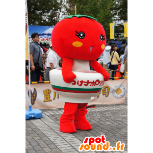 Mascot tomato red, giant, in bowl - MASFR25354 - Yuru-Chara Japanese mascots