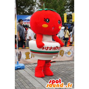 Mascot tomat rød, gigantiske, i en bolle - MASFR25354 - Yuru-Chara japanske Mascots