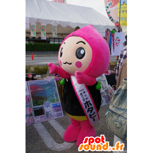 ピンク、黒、黄色のキャラクターマスコット-MASFR25355-日本のゆるキャラマスコット